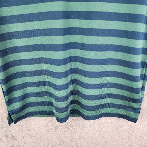 Mens Adidas ClimaCool Polo Shirt Green & Blue Stripe Short Sleeve Size S - Picture 3 of 11